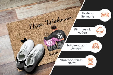 Hier Wohnen - Pärchen Fußmatte - Personalisierte Fußmatte für Paare